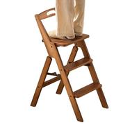 Scala pieghevole a 3 livelli, sedia con scala in legno 3 in 1, sgabello portatile multifunzione, scala a pioli per interni ed esterni con capacità di 330 libbre per biblioteca, casa, cucina, magazzino