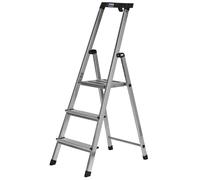Scala Pieghevole a 3 Scalini Krause 126313 Argentato Alluminio