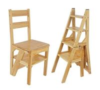 Scala Pieghevole a 4 Livelli, Sgabello Multifunzione in Legno 3 in 1, Scala espositiva e ripiano portaoggetti per Biblioteca, Cucina Domestica, lavori Domestici, caffè (Colore: Legno, dimens