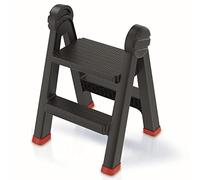 Scala pieghevole a pioli, antiscivolo, fino a 150 kg, con 2 livelli, colore nero, piccola scala pieghevole su entrambi i lati, per officina