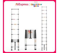 Scala pieghevole con estensione telescopica da 3,8 m, soppalco allungabile multiuso con tetto in acciaio inossidabile da 12,5 piedi, carico massimo di 330 libbre