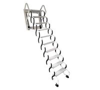 Scala pieghevole da parete, scala telescopica in lega di acciaio con gradini antiscivolo, design pieghevole per un facile accesso a scorrimento verso il basso, soluzione salvaspazio