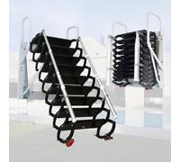Scala Pieghevole Fissata al Muro, Scala Telescopica per Soffitta con Braccioli, Antiscivolo Abbassabile Gradini Della Soffitta, Scale Accesso Sottotetto Retrattile (nero, 2.7-3.2m)