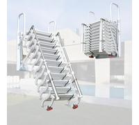 Scala Pieghevole Fissata al Muro, Scala Telescopica per Soffitta con Braccioli, Antiscivolo Abbassabile Gradini Della Soffitta, Scale Accesso Sottotetto Retrattile (bianca, 2.7-3.2m)