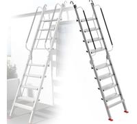 Scala pieghevole in alluminio, portatile, dritta, con rivestimento in gomma, per mansarda/garage, leggera, resistente, design salvaspazio per una facile conservazione