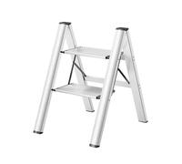Scala Pieghevole in Lega di Alluminio a 3 gradini, Scala Domestica, Resistente all'Usura e ai Graffi, Piccola Scala, Sgabello, Leggera e Portatile (2 gradini)