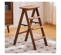 Scala pieghevole in legno a 3 gradini, sgabello antiscivolo 2 in 1 e ripiano espositivo, per casa e cucina, scaffale portatile per fiori e soluzione per riporre oggetti (quattro gradini)