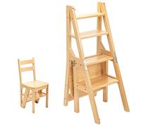 Scala pieghevole in legno convertibile 4Level con supporto e ripiano (colore: D Dimensioni: 90 x 35 x 45 cm) Versatile Home Decor & nizat Tool