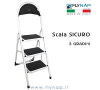 SCALA PIEGHEVOLE IN METALLO SICURO A 3 GRADINI CON PARAPETTO