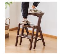 Scala pieghevole per biblioteca, in legno massello, portatile, multifunzione, scala a 2/3 gradini, espositore e supporto per piante per uso domestico (tre gradini)