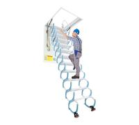 Scala pieghevole per mansarda, a parete, retrattile, con doppio corrimano, design estensibile per casa e garage, capacità 299,4 kg