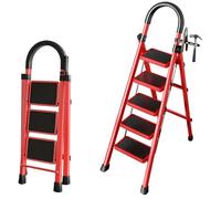 Scala pieghevole portaoggetti, scala alta e robusta, multiuso, for casa, cucina, con pedale largo antiscivolo, scala telescopica a forma di A(5 step)