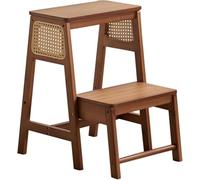 Scala pieghevole portatile ol TwoLevel Bamboo Step ol per cucina e balcone leggera e facile da re ideale per uso domestico e esterno (colore: A)