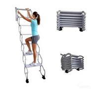 Scala pieghevole retrattile, scala pieghevole in acciaio da parete, per soffitta, per soffitto, soffitta, per interni ed esterni con sistema di discesa per tetti e garage(White,H130CM/51.2IN)