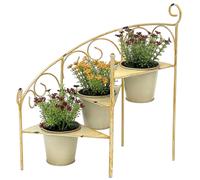 Scala portafiori in metallo 38 cm portafiori con 3 vasi 96098 giallo decorazi...