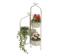 Scala portafiori interna in metallo bianco grigio 100 cm portafiori con 4 vas...