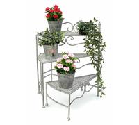 Scala portafiori interna in metallo bianco grigio 55 cm portafiori con 3 ripi...