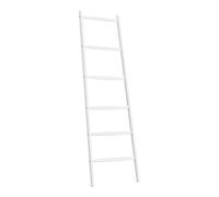 Navaris Scala Portasciugamani a 6 Pioli - Scaletta in bambù Bianco 170x56x3cm - Scalda Salviette Decorativo Bagno - Porta Asciugamani Verticale