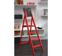 Scala quattro gradini richiudibile BIBO 4 in Faggio Massello Dimensioni H88 cm 50x11x163 cm Peso 7 Kg CON Tascone Porta Attrezzi Rosso rosso
