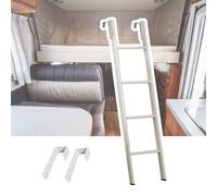 Scala regolabile a castello in metallo bianco sostituzione scala da 55 pollici per camper doppia scala con ganci ideale per l'agricoltura 116/150 cm soluzione di arrampicata sicura