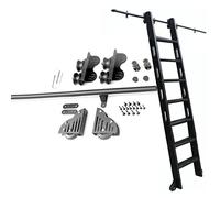 Scala retrattile per porta scorrevole per biblioteca (senza scala), tubo rotondo da 0,9 m, binario mobile per loft/casa/interni/libreria, con binario di estensione per ruote a rulli/nero/4,6 m/500 cm