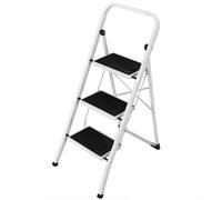 Scala Scaletta Pieghevole 3 Gradini Antiscivolo Sgabello Scaletto Acciaio Nero