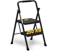 SCALA SCALETTA PIEGHEVOLE NERO 2/3/4 GRADINI ANTISCIVOLO SGABELLO ACCIAIO 250 KG