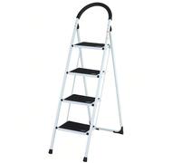 Scala Scaletta Pieghevole Salvaspazio con Gradini Antiscivolo e Maniglione Sgabello Scaletto Struttura in Acciaio e Rivestimento in Gomma Portata massima 150kg La scala a 4 gradini multiuso di Bakaji