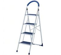 Scala Scaletta Pieghevole Salvaspazio con Gradini Antiscivolo e Maniglione Sgabello Scaletto Struttura in Acciaio e Rivestimento in Gomma Portata massima 150kg La scala a 4 gradini multiuso di Bakaji