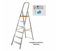 SCALA SCALETTO IN ALLUMINIO FACAL 5 GRADINI EURODOMUS LEGGERA RINFORZATA 150 KG