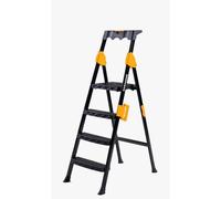Scala Scaletto in Metallo Mensa Plus Nera + Vano Porta Attrezzi 4 Gradini
