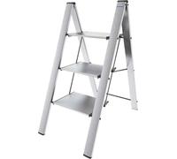 Scala sgabello a 3 gradini in Alluminio ARGENTO salvaspazione LEONARDO 3 COLOMBO