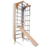 Scala Svedese in Legno con Anelli, Corda e Palo Mobile - Attrezzo Fitness Casa