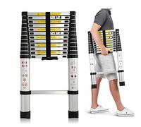 Scala telescopica 2,6M/3,2M/3,8M/4,4 m, in alluminio, pieghevole, multifunzione, antiscivolo, estensibile, scaletta a pioli, portatile, scala scorrevole leggera, portata 150 kg