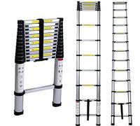 Scala Telescopica, 3.8M Scale Pieghevoli Multiuso con Meccanismo di Bloccaggio a Molla, Scaletta Estensione in Alluminio, Scala Antiscivolo per la casa, Capacità di 300lbs