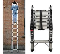 Scala telescopica 5m con 2 ganci, scala a soppalco in acciaio inossidabile a design telescopico, scala estensibile portatile a pioli, portata 150kg