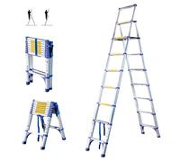 Scala telescopica a 9 gradini EXTENDACT9, Scala telescopica 2,6m+2,3 m, scala pieghevole telescopica, Alt. max lavoro 4,1m, Garanzia 5 anni, Hostrom