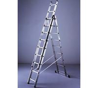 SCALA TELESCOPICA A SFILO IN ALLUMINIO 21 GRADINI H 202 - 516 CM APPOGGIO O CAVALLETTO