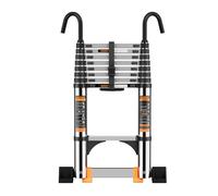 Scala telescopica, con gancio stabile e barra stabilizzatrice, scala estensibile, resistente fino a 150 kg, scala multiuso pieghevole per camper o lavori all'aperto (4,4 m/14,5 piedi)
