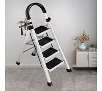 Scala telescopica con struttura a A, scala pieghevole multiuso, sgabello portatile in acciaio, for camper o lavori all'aperto(4 step)