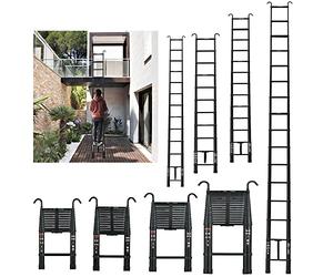 Scala Telescopica da 12,5FT con 2 Ganci, Antiscivolo, Multiuso Allungabile Scaletta Alluminio Capacità 150 kg, Rettilineo Telescopico Estensibile Builder Fornitura, per Progetto Portatile Compatto