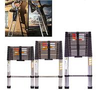 Scala telescopica da 2,6 m, in acciaio inox, design telescopico, portatile, allungabile, portata 150 kg, EN131