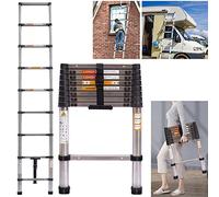 Scala telescopica da 2,6 m, prolunga telescopica portatile, in acciaio inox, compatta, con tetto estensibile pieghevole, multiuso, per uso esterno e interno