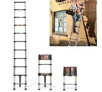 Scala telescopica da 3,2 m, scala di estensione in acciaio inox, scala mansardata versatile, 330 lb/150 kg scala pieghevole pieghevole pieghevole per garage domestico