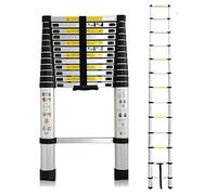 Scala telescopica da 3,8 m, multiuso, per casa, giardino, scala telescopica in alluminio, capacità 100 kg, EN131