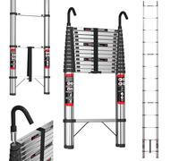 Scala telescopica da 5 m, con gancio, in acciaio inox, pieghevole, antiscivolo, design telescopico, in acciaio inox di alta qualità, portatile, leggera, portata 150 kg