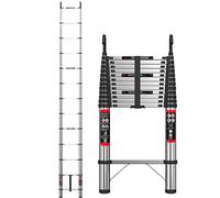 Scala telescopica da 5 m con gancio, in acciaio inox, resistente, allungabile, pieghevole, multiuso, approvata EN131