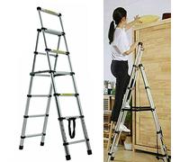 Scala telescopica EN131, 3 m, portatile, in alluminio, capacità 150 kg, ideale per casa, ufficio, uso esterno, multiuso, perfetta per accesso al loft