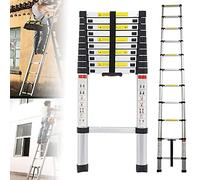 Scala telescopica estendibile - 6,1 m, leggera, regolabile, antiscivolo, con blocco a molla, multiuso, per casa, ufficio, esterno, portata estensibile