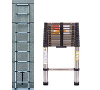 Scala telescopica estensibile in acciaio inox, 3,2 m, con 9 pioli, portata 150 kg, EN131